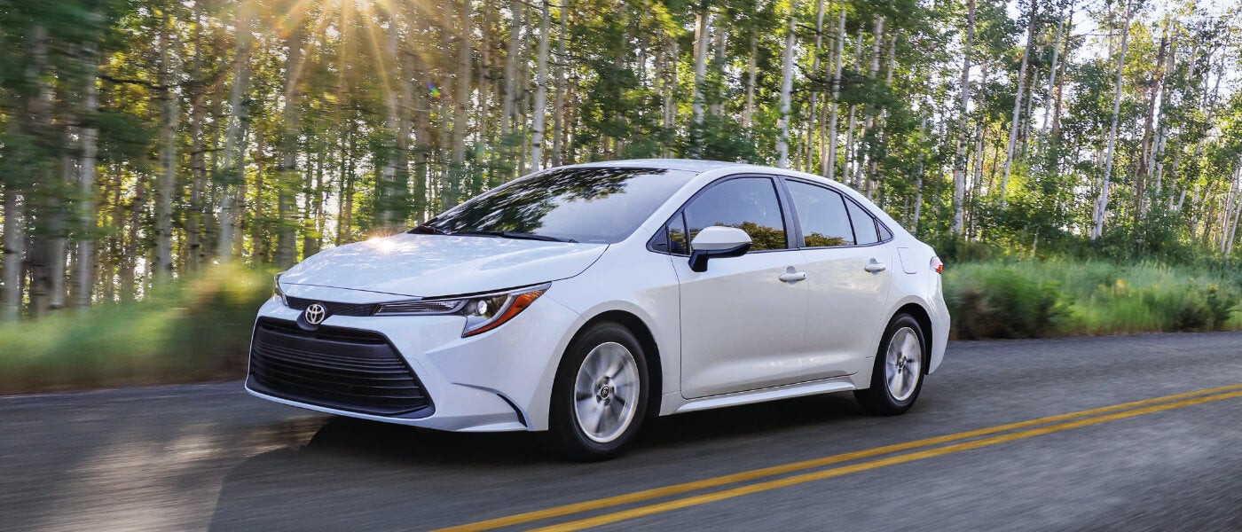 2024 Toyota Corolla exterior driving through woods